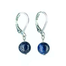 Lápisz Lazuli, lazurkő ásvány 1 golyós biztonsági fülbevaló nemesacéllal, 8 mm, nikkelmentes fülbevaló