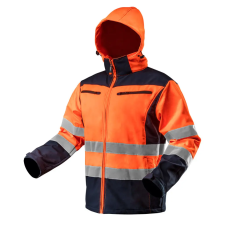  Láthatósági Softshell Munkavédelmi kabát, kapucnival, narancssárga, XXL láthatósági ruházat
