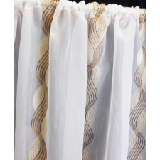 Látvány Textil Kft Fehér voila-sable kész függöny barna csavart nyírt mintával 100x150cm lakástextília