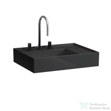 Laufen Kartell By Laufen 60x46 cm-es mosdó 3 csaplyukkal,fényes fekete H8183340201581 szaniter