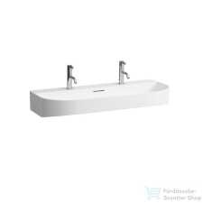 Laufen Sonar 100x42 cm-es csiszolt aljú mosdótál 2 csaplyukkal,matt fehér H8163477571071 szaniter