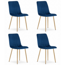 LAVA szék - sötétkék bársony / 4 db fa színű láb bútor