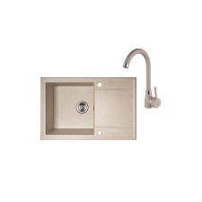 LAVEO HUNTER  SZETT Gránit mosogató: egymedence csepptálcás, Szín: Bézs álló csapteleppel mosogatótálca