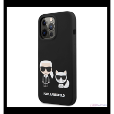 LCD Partner Apple iPhone 13 Pro Max Karl Lagerfeld and Choupette Liquid Silicone ügy fekete tok és táska