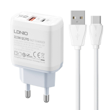 LDNIO Wall charger LDNIO A2421C USB, USB-C 22.5W + USB-C cable mobiltelefon kellék