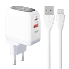 LDNIO Wall charger LDNIO A2522C USB, USB-C 30W + Lightning cable mobiltelefon kellék