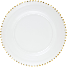 LE COQ Porcelaine LE COQ Helios Lapos tányér, ø: 270 mm, arany, gyöngyszegélyes tányér és evőeszköz