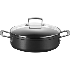Le Creuset Tapadásmentes mély serpenyő üvegtetővel 28cm - Fekete (51113280010500) edény