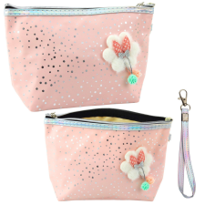 lean Tolltartó kozmetikai táska masni fényes pöttyök púder rózsaszín 23x16cm tolltartó