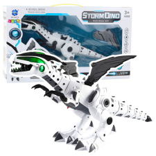 Lean Toys Akkumulátoros dinoszaurusz robot mozgatható szárnyakkal, fényekkel, hanggal, fehér autópálya és játékautó