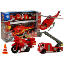 Lean Toys Állítsa be a tűzoltóság járművek helikopter motor fény hangok autópálya és játékautó