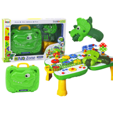 Lean Toys Asztali bőrönd DIY szett Puzzle Blocks Dinosaur csavarhúzó 249 darab. építkezés