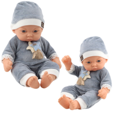 Lean Toys Baba baba szürke pizsamában csillagsapkával baba