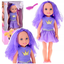 Lean Toys Baba ruhában koronás hosszú hajú lila ecsettel 38cm baba