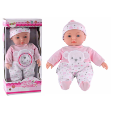 Lean Toys Baby Doll Pink Pajamas with Teddy Bear Hat Sounds baba
