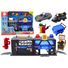 Lean Toys Bővíthető garázspálya egy bőröndben Rendőrségi fények és hangok autópálya és játékautó