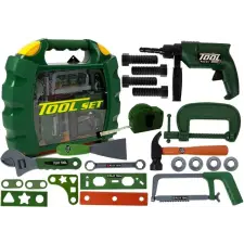 Lean Toys DIY szerszámkészlet bőröndben, zöld barkácsolás, építés