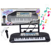 Lean Toys Electric Piano for Children, Microphone Stand, Black