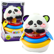 Lean Toys Érzékszervi játékpohár Panda piramis ringató fogak csörgő készségfejlesztő