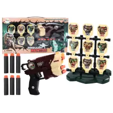 Lean Toys Hab dinoszauruszok barna dinoszauruszok fegyvert darts készlettel katonásdi