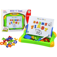 Lean Toys Mágneses oktatási tábla betűk számok marker toll szivacs kreatív és készségfejlesztő