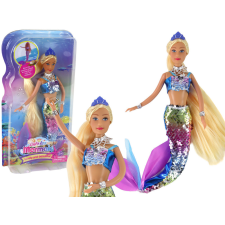 Lean Toys Mermaid Doll Blue Long Szőke haj Mermaid Tail flitterek baba