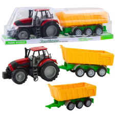 Lean Toys Mezőgazdasági traktor Sárga Pótkocsival Piros 46cm autópálya és játékautó