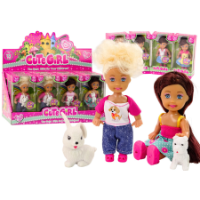 Lean Toys Mini baba hosszú hajjal, színes állatruhákkal baba