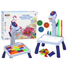 Lean Toys Mini projektor Tetris asztal 2in1 kék unikornis kreatív és készségfejlesztő