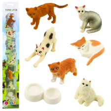 Lean Toys Minifigurák készlete Macskafajták Macskák Etetőtál 4-6cm 7db játékfigura