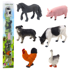 Lean Toys Minifigurák készlete Tehén Ló Disznó Kutya Csirke lúd 3-5cm 6db. játékfigura