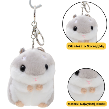 Lean Toys Plüss Hamster Mascot kulcstartó szürke 10cm plüssfigura