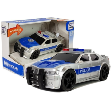 Lean Toys Police Car 1:20 drivetrain friction drive sound Light effects Silver autópálya és játékautó