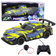 Lean Toys RC versenyautó világító karosszériával, sárga távirányítós modell