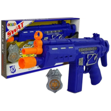 Lean Toys Rendőrségi Fegyver Készlet Jelvény Sötétkék Hang Fényeffektekkel 37cm katonásdi