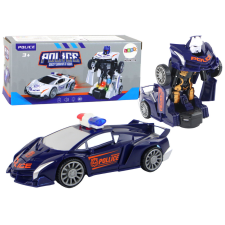 Lean Toys Robot Autó Rendőrség Navy Blue 2in1 Transformation autópálya és játékautó