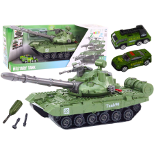 Lean Toys Tank katonai jármű DIY szétszerelő hangok felfüggesztő készlet autópálya és játékautó