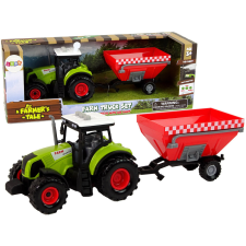 Lean Toys Traktor Farm levehető gabona utánfutó Sound Green autópálya és játékautó