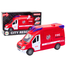 Lean Toys Tűzoltóautó Fények Hangok Nyíló ajtók Drive Red autópálya és játékautó