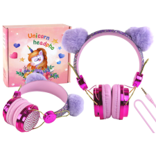 Lean Toys Vezetékes fejhallgató rózsaszín árnyalatokban, állítható fülekkel, mikrofonnal játékhangszer