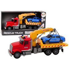 Lean Toys Vontató teherautó daruval az automatikus fények hangjai meghajtó piros autópálya és játékautó