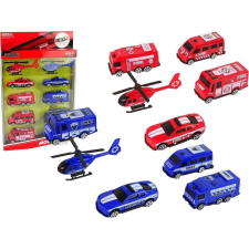leantoys 10 Darabos Készlet Resorcery Mentőjárművek Rendőrség, Tűzoltóság 14855 (14855) autópálya és játékautó