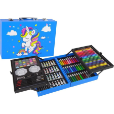 leantoys 145 Darabos Gyermek Műkészlet Rózsaszín Tokban, Unikornissal- 12849 (12849) kreatív és készségfejlesztő