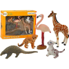 leantoys Állatfigura Kollekció - Zsiráf, Flamingó, Elefánt, Tigris (17662)