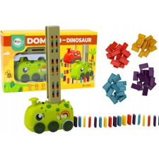 leantoys Dinoszaurusz Autó - Színes Dominókkal, 4 Színű Tömbökkel, Zöld (18695) autópálya és játékautó