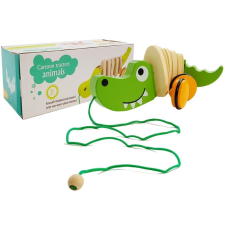 Leantoys Fa Krokodil Játék Kerekeken 18cm tili toli