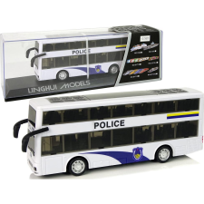 leantoys Fehér Emeletes Rendőrségi Busz Lehúzható Hanggal 10029 (10029-uniw) autópálya és játékautó