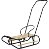 leantoys Fém Szánkó Tolórúddal Háttámla Szíj Fekete (13365)