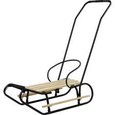 leantoys Fém Szánkó Tolórúddal Háttámla Szíj Fekete (13365) szánkó