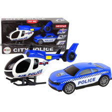 leantoys Jármű Készlet Helikopter Auto Police Sound Blue (12963) autópálya és játékautó